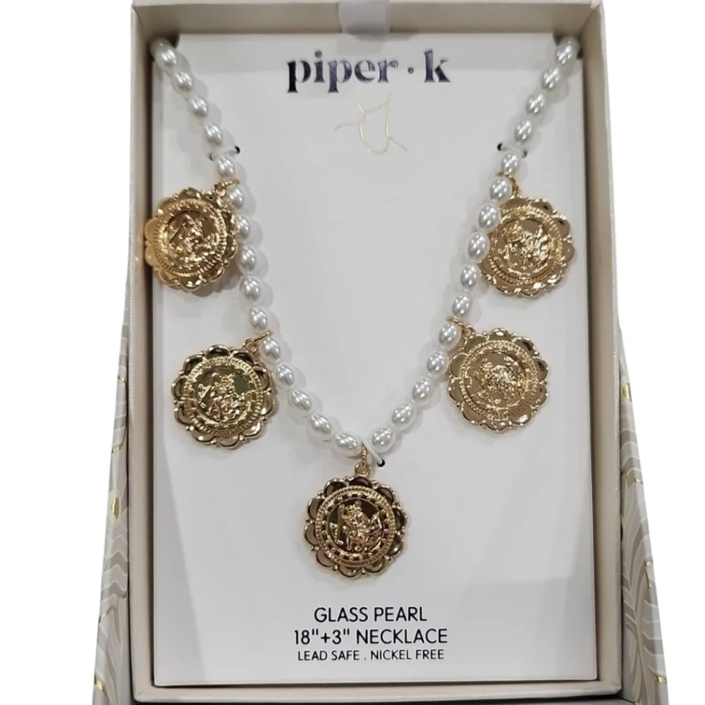 💛▪️Piper K▪️ Galley Of Los Angeles St Christopher Coin Glass Pearl 16